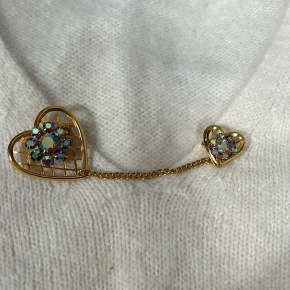 1960s Two Heart Chatelaine Style Pins, Perfect gift for Mother’s Day - Picture 10 of 12